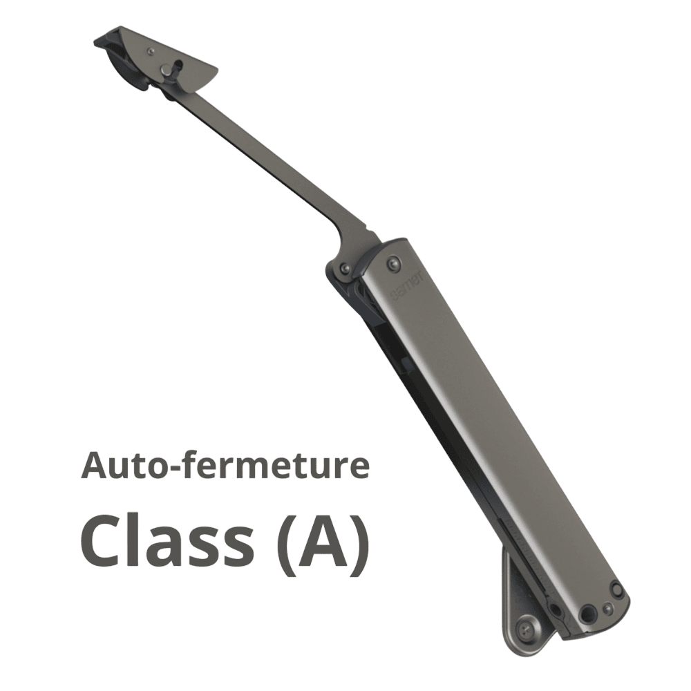 Mécanisme Slim pour porte relevable, auto-fermeture, classe A