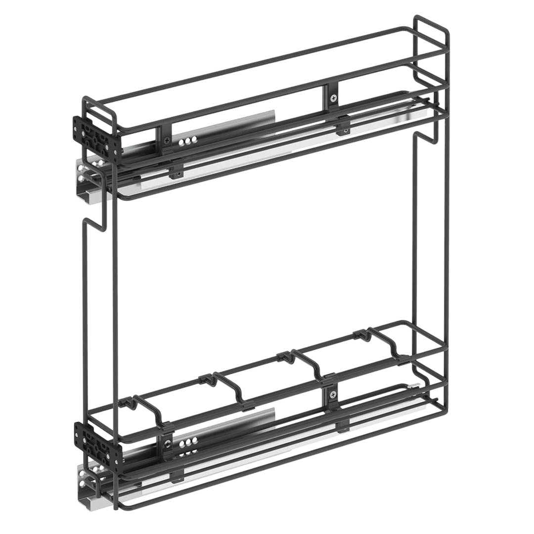 Porte-bouteille 150mm coulissante à fond bois, Droite
